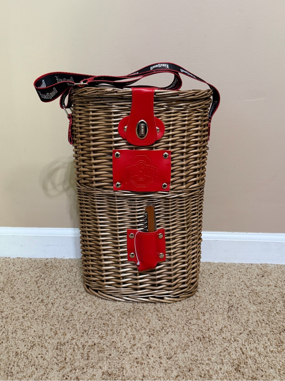 Ohio State Wicker Wine Bottle Cooler
